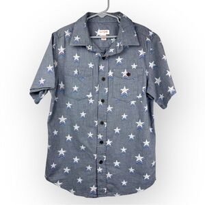 Cat & Jack Boys Red White Blue Star Cotton Short Sleeve Button Down Shirt M 8/10